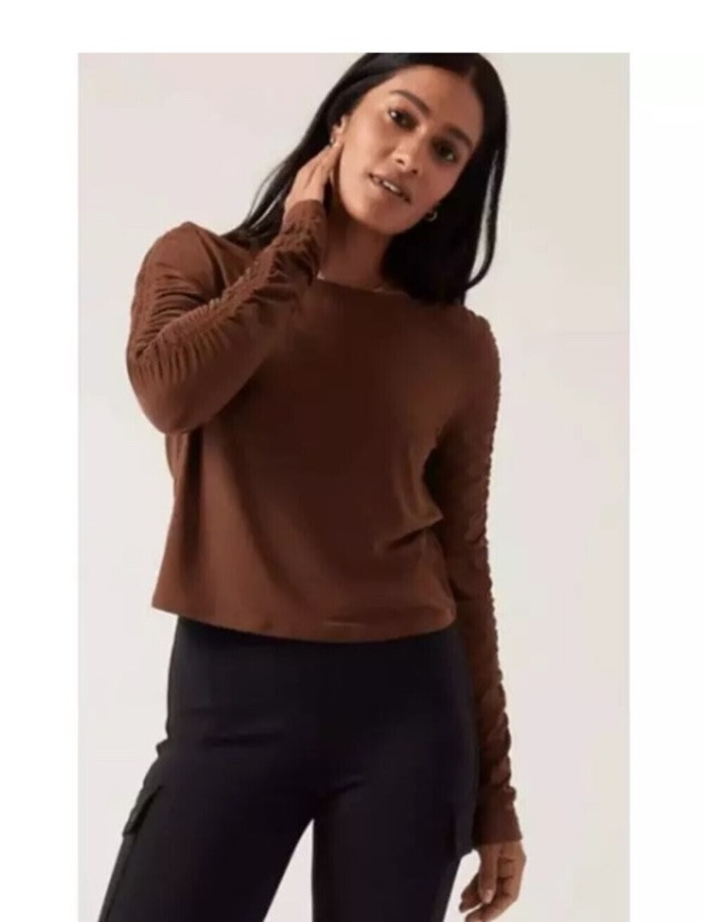 Athleta All Around Ruched Top Mahogany Brown Plus Size XS - Picture 5 of 5
